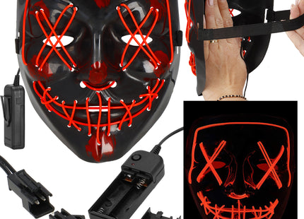 Masker -  Halloween - LED-Licht - Lichtgevend - Rood/Zwart