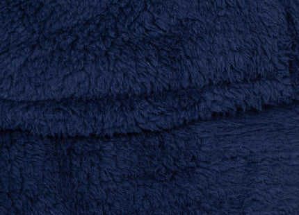 Badjas - Fleece - Marineblauw - Capuchon - Riem - Maat S/M