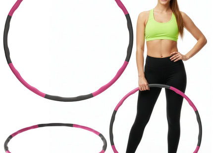 Hoelahoep - Hoepel - Fitness - Opvouwbaar - Cardiotraining - Massage - Grijstinten - Roze - 88 Cm