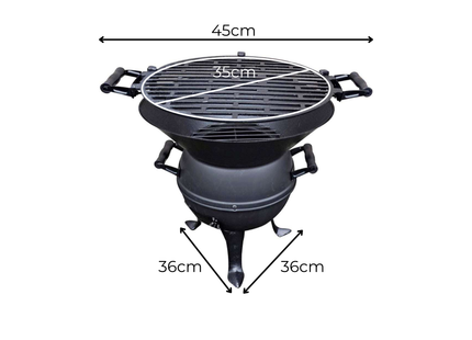 Barbecue - Grill - Gietijzer - Staal - Handgrepen - Ø 35 Grillrooster - 36 x 45 x 36 cm