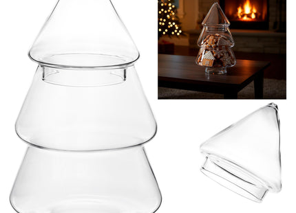 Kerstversiering  | Kerstaccessoires | Koekjes Container | Koekjespot | Denneboom | Glas | 23 cm