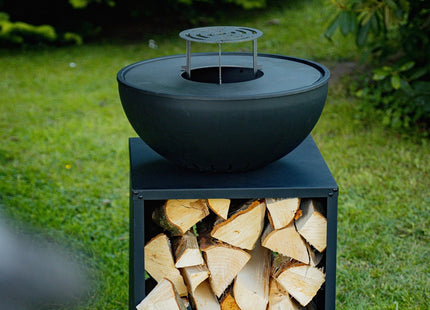 Vuurschaal - Vuurhaard - Met BBQ -Functie  - Opslag - Staal -  58 × 58 × 61 cm -Zwart - Edenflair