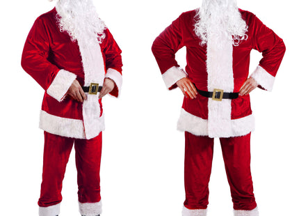 Kerstman Kostuum | Kerstman Pak | Verkleedkleding | 9-Delig | Rood/Wit/Zwart