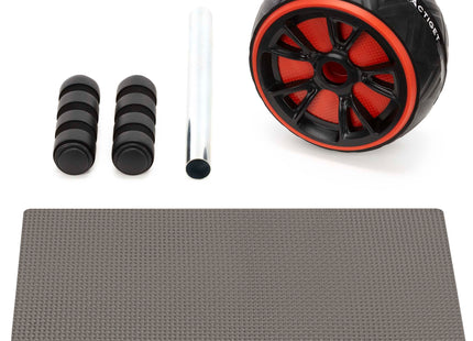 Buikspierwiel | AB Wheel | Buikspierroller | Inclusief Kniemat | Extra Breed | Zwart/Rood