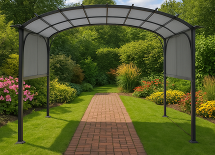 Pergola - Waterdicht - Polyester - Staal - Tuin - Zwart - 300 x 360 x 250