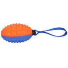 Hondenspeeltje - Bijtring - Piepend - Rugbybal - Blauw/Oranje