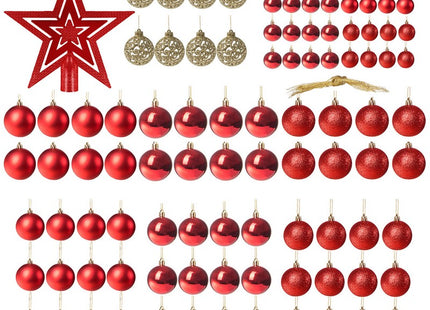 Kerstballen & Piek | 100 Stuks | Rood Tinten/Goud
