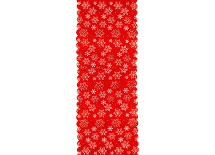 Tafelkleed -Kerst - Sneeuwvlok - Rood - Polyester - 187 x 34 CM