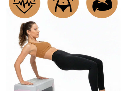 Aerobic Stepper | Verstelbaar | Grijs/Roze | 350 KG