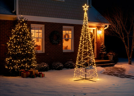 Galaxy LED Kerstboom - Vlaggenmast Verlichting - Inclusief Mast - 5 Meter - Warm wit - 840 LED - Ø 166cm