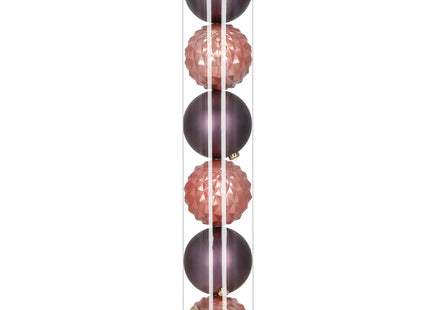 Kerstballen | 6 Stuks | 15 cm | Paars | Rose Goud