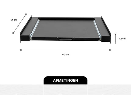 Muntel® Tussenstuk Wasmachine Droger - Stapelkit Wasmachine Droger - Universeel - Uitschuifbare werkblad - Zwart
