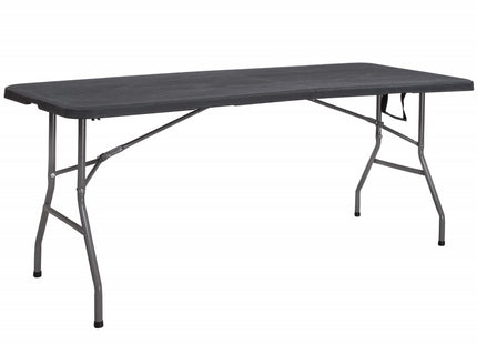Klaptafel | Vouwtafel | Kampeertafel | Inklapbaar | Draagbaar | 180 x 75 cm | Zwart/Grijs