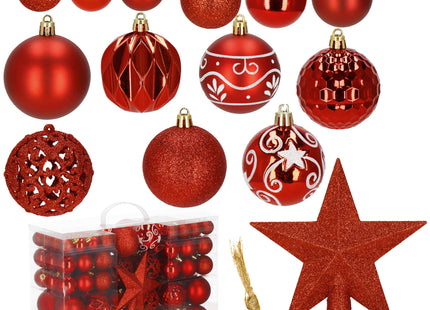 Kerstballen & Piek| 101 Stuks | 3/4/6 cm | Rood
