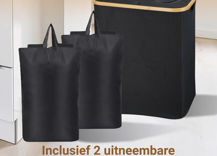 Verzamelcontainer Voor Statiegeldflessen- Met Deksel - Verzamelcontainer - 160 liter - 2 Delen - Wasbaar - Multifunctioneel - Bamboe - Polyester