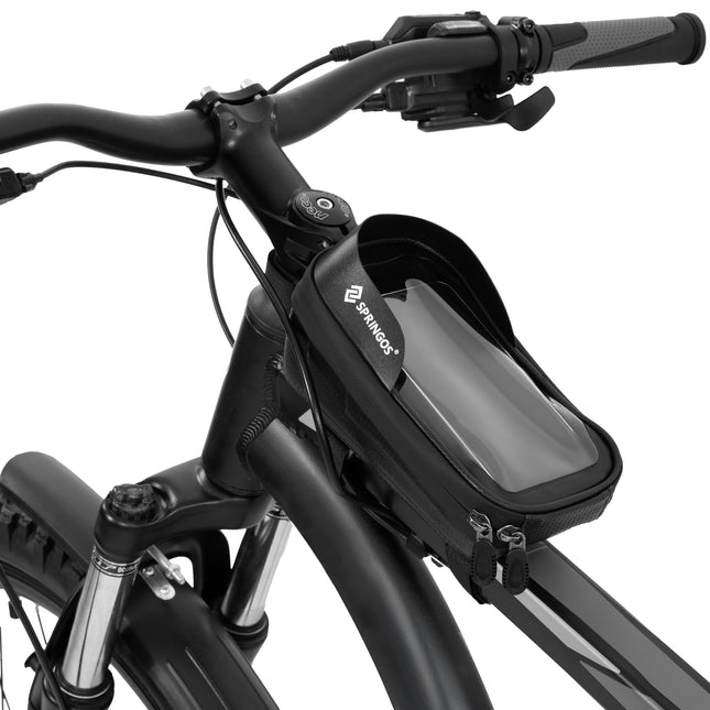 Fietstas - Inclusief Telefoonhouder - Waterdicht - Etui/Tas -  Klittenband - Zwart - Transparant