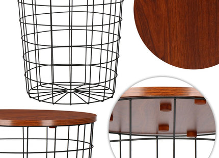 Salontafel | Salontafel Rond | Bijzettafel | 1 Stuk | 45 cm | Zwart/Hout