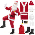 Kerstman Kostuum | Kerstman Pak | Verkleedkleding | 11-Delig | Rood/Wit/Zwart | Unisex