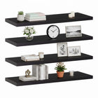 Wandplank - Boekenplank - Ophangbaar - 4 Delig - Zwart - Metaal - 3 Kg - 15 x 40 x 1,5 Cm