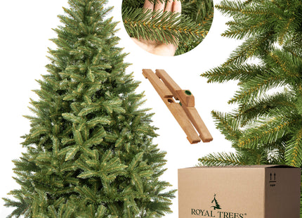 Kunstkerstboom | Kaukasische spar Premium Royal Trees | 240 cm | Zonder Verlichting | Houten Standaard