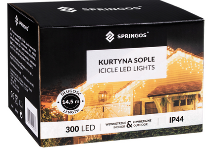 IJspegel Verlichting | 12 m + 2.5 m Snoer | Inclusief Afstandsbediening | 300 LED | Multicolor | Koppelbaar