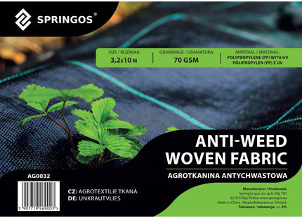 Worteldoek - Anti -Onkruid - Beschermfolie - 70g - 3,2X10 M - Zwart