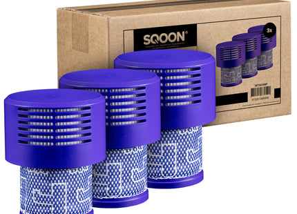 SQOON® Filterset geschikt voor Dyson V10/V11 - Gelijk aan model: 969082-01 - 3 STUKS - Perfect voor het vervangen van verstopte of versleten filters