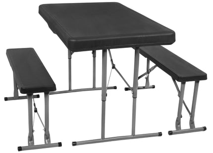Picknick Tafel Met Bankjes - Campingtafel - Campingset - Biertafel - Horeca -Tafel - Bankjes - Opvouwbaar - Zwart - 105 x 64 x 70 cm