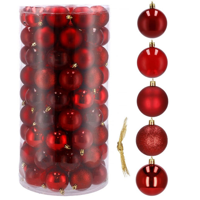 Kerstballen | 100 Stuks | Rood Tinten