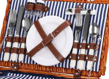 Picknickmand - Servies - Thermisch - Riet - Bruin - 42 x 27 x 20 cm