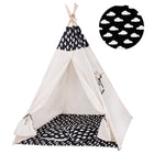 Tipi Tent | Wigwam Speeltent | 120x100x180 cm | Met Mat en Kussens | Naturel Zwart | Wolken