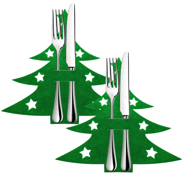 Bestekhouder | Bestekzakjes | Kerstbomen | 2 Stuks