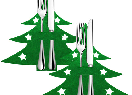 Bestekhouder | Bestekzakjes | Kerstbomen | 2 Stuks