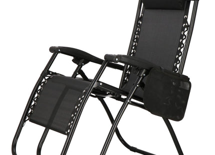 Tuinstoel | Ligstoel | Opvouwbaar | Verstelbaar | Ergonomische Hoofdsteun | Zwart