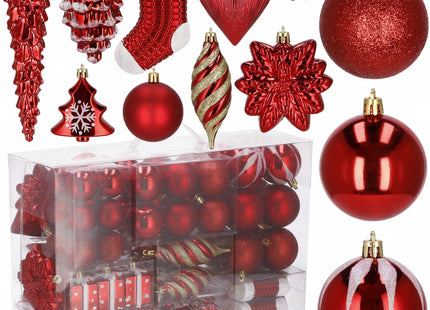 Kerstballen | 72 Stuks | Rood/Wit