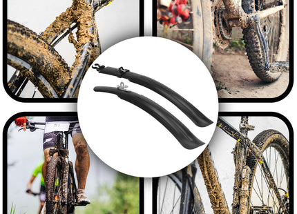 Spatbordenset Voor Mountainbike  - Spatborden Fiets  - Voorwiel - Achterwiel - 2-delige Set - Kunststof - Zwart