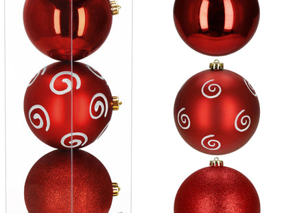 Kerstballen | 3 Stuks | 15 cm | Rood | Wit