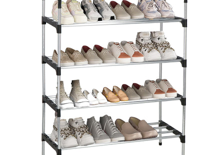 Schoenen Rek - Schoenen Kast - Metalen Kast - 4 Planken - Zilver - 83.5 x 27.5 x 60 cm