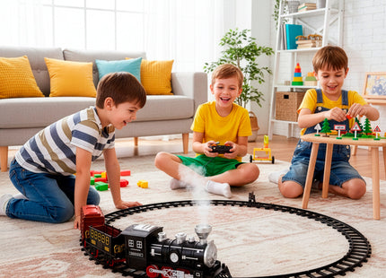 Springos® Speelgoedtrein - Stoomgeluid - Met afstandsbediening - 18 Delig