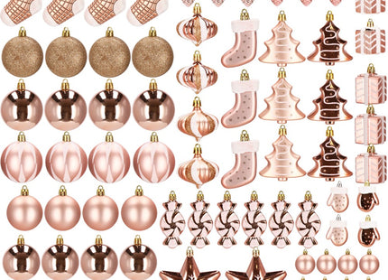 Kerstballen | 77 Stuks | Rosé/Goud