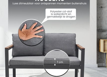 Tuinset - 4 Delig - Stoelen - Bank - Tafel - Bank - Grijs/Bruin