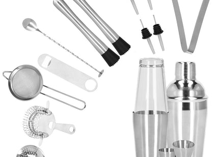 Cocktail Set | 18-Delige Cocktail Shaker Set | RVS | Zilverkleurig