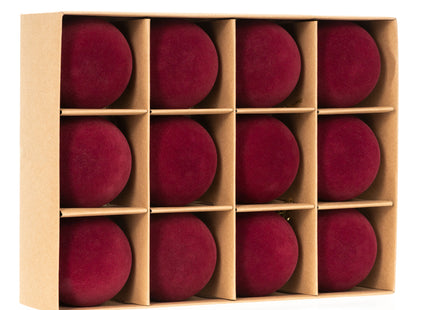 Kerstballen 12 Stuks – Bordeauxrood – Fluwelen Kerstboomversiering – Onbreekbare Kerstballen 5,5 cm – Inclusief Ophangkoorden