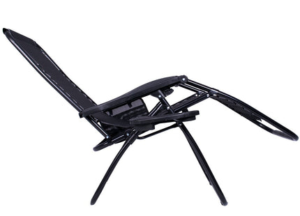 Tuinstoel | Ligstoel | Opvouwbaar | Verstelbaar | Ergonomische Hoofdsteun | Zwart