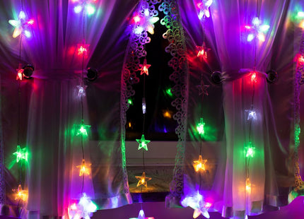 Kerstverlichting Sterrengordijn | Multicolor/Flits Koel Wit | 2 m | 180 Led's