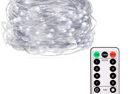 Kerstboomverlichting -  100 LED - Afstandbediening - Koud Wit