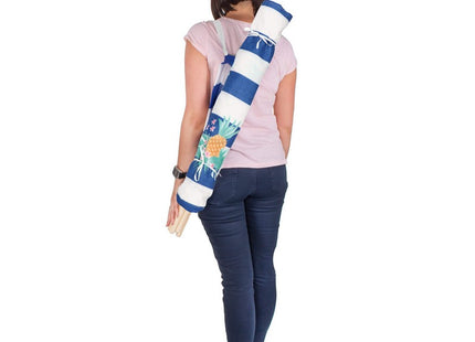 Strand Windscherm Met Stokken | Windscherm Strand | Windscherm Camping | 12 Meter | Flamingo | Blauw/Wit Gestreept