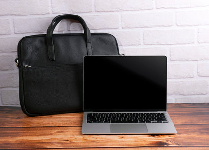 Leren Aktetas - Laptoptas - 15,6 inch - Zwart - 43 x 35 x 4,5 CM