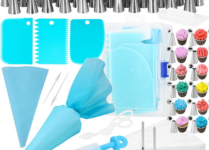 Taart Decoratie Set | 83-Delig | Opbergdoos | Blauw