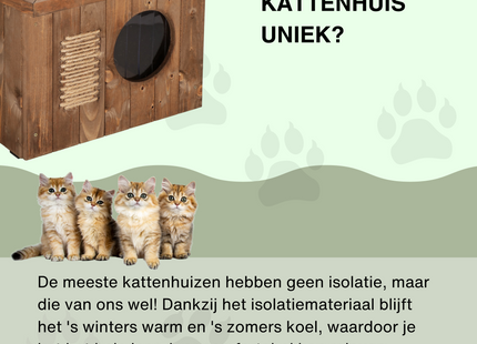Kattenhuis - Geïsoleerd - Voor Buiten - Weersbestendig - 58 X 49,5 X 36 CM - Bruin